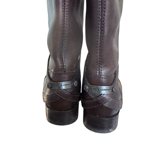 FRYE - Lindsay Plate Knee-High Boot Dark Brown Riding Leather Size 7 - Picture 5 of 12